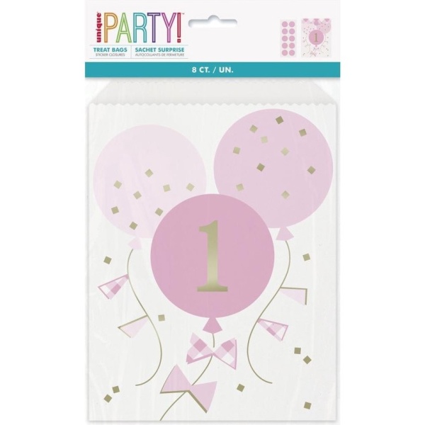 E-shop SÁČKY papierové 1. narodeniny ružové 8ks