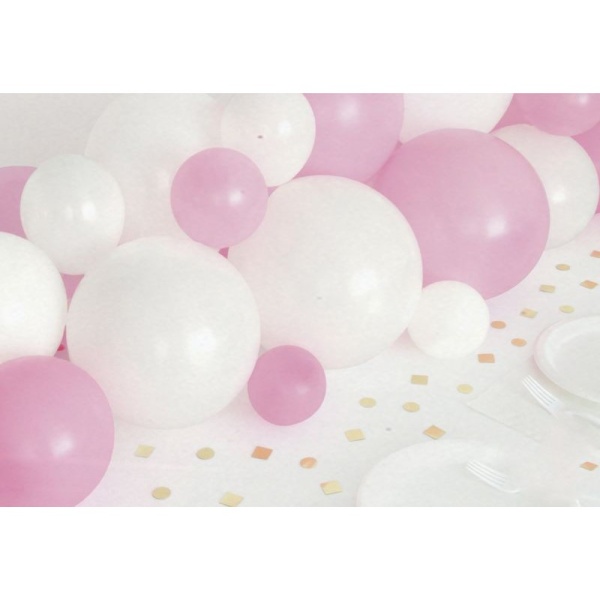 E-shop Sada balónikov a konfiet pre dekoráciu stola ružovobiela