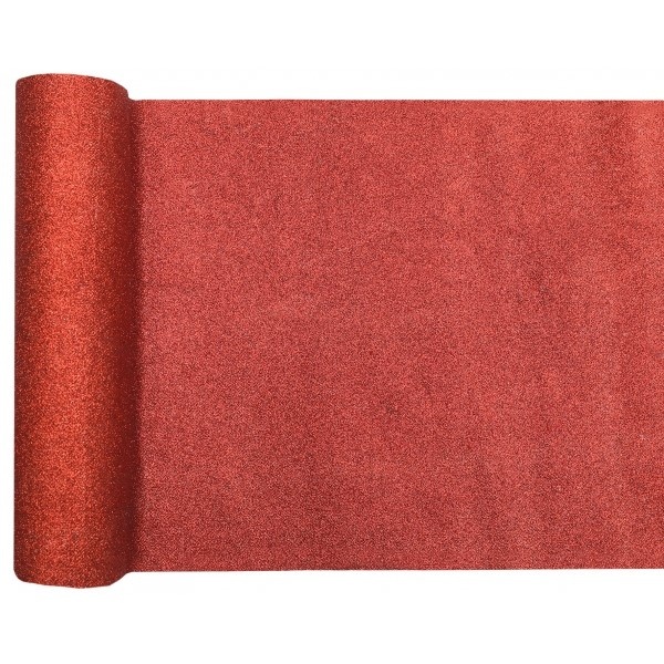 Šerpa na stôl s glitrami červená 28 cm, 1 ks