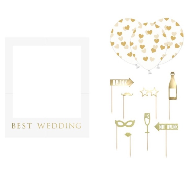 E-shop SET do fotokútiku Best Wedding s rámčekom a balónikmi