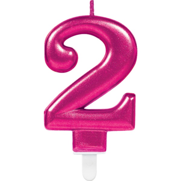 Sviečka číslica 2 ružová 9,3 cm