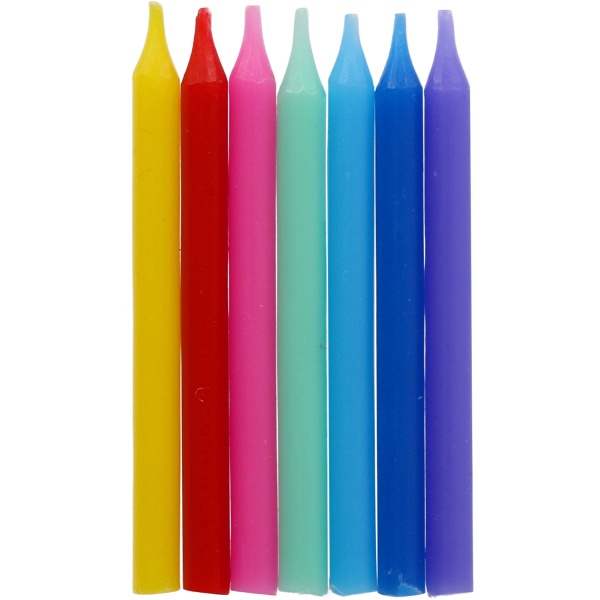 Sviečky farebné tortové 6 cm, 24 ks