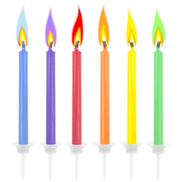 Sviečky tortové s farebným plamienkom 5 cm, 6 ks