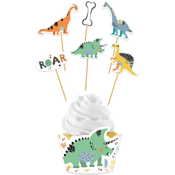 Súprava dekorácií na cupcaky Dino Roars 6 ks