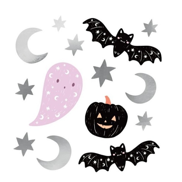 Samolepky na stenu Halloween, mix farieb a vzorov 56 ks