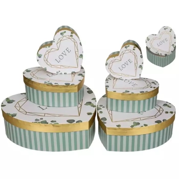 Set darekovch boxov Srdce s listami 23,5 x 22,5 x 8 cm 6 ks