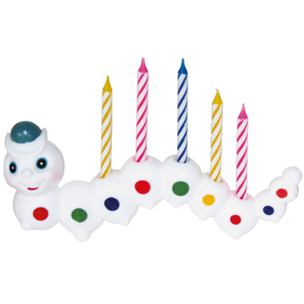 E-shop Súprava špirálových sviečok so stojanom Húsenica 8 ks 14 x 6,3 cm