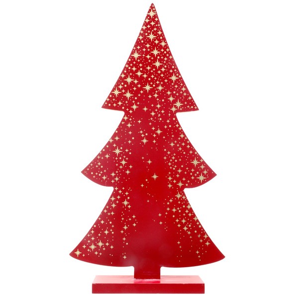 E-shop Stromček dekoračný s hviezdami červený 10 x 4 x 27 cm