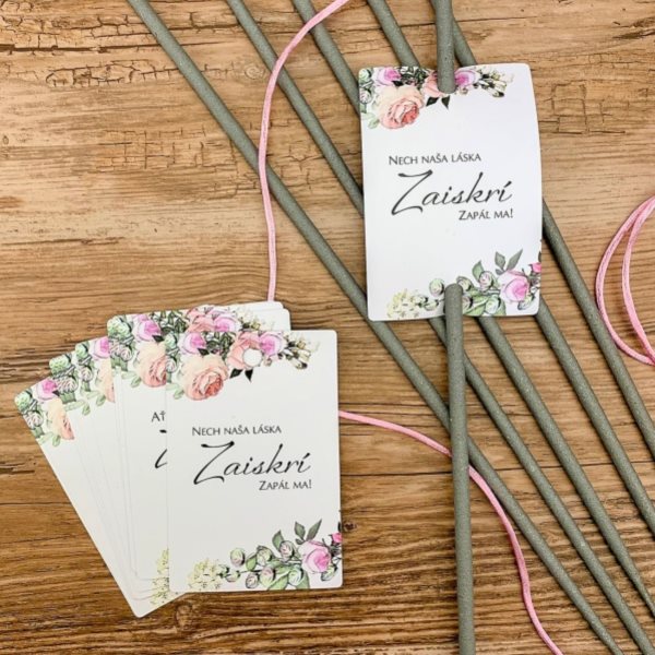 E-shop Svadobné kartičky na prskavky Kvety 8 ks