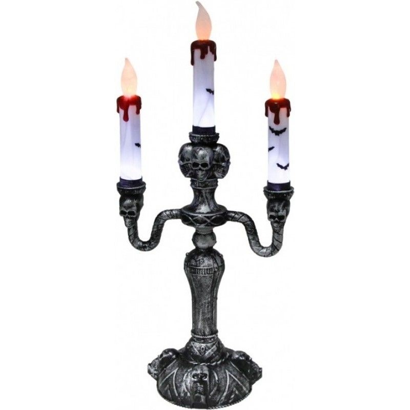 Svietnik s LED sviekami Halloween Lebky 17,5 x 10 x 40 cm