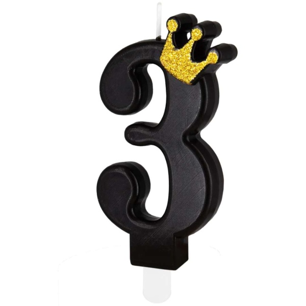 Svieka tortov slica 3 ierna s korunkou 8,8 cm