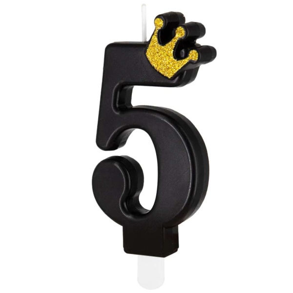 Svieka tortov slica 5 ierna s korunkou 8,8 cm