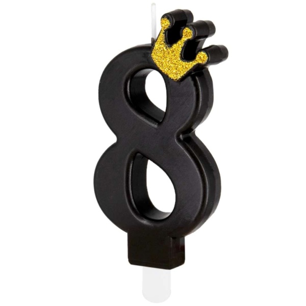 Svieka tortov slica 8 ierna s korunkou 8,8 cm