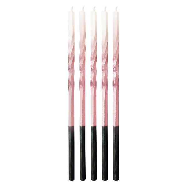 Sviečky Ombre, ružové/ biele, 5 ks