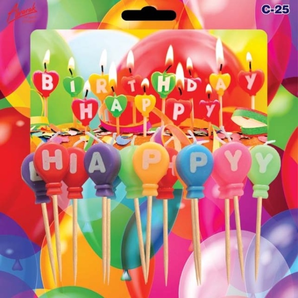Sviečky na tortu Balóniky Happy Birthday