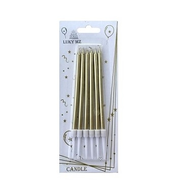 Svieky tortov dlh metalick zlat 11 cm 6 ks