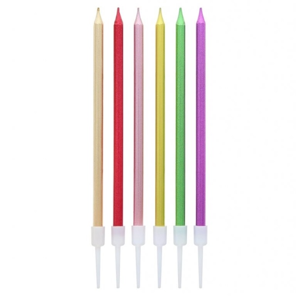 Svieky tortov metalick mix farieb 13,5 cm 6 ks