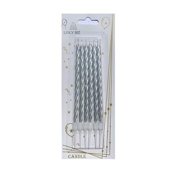 Svieky tortov pirlov metalick strieborn 12 cm 6 ks