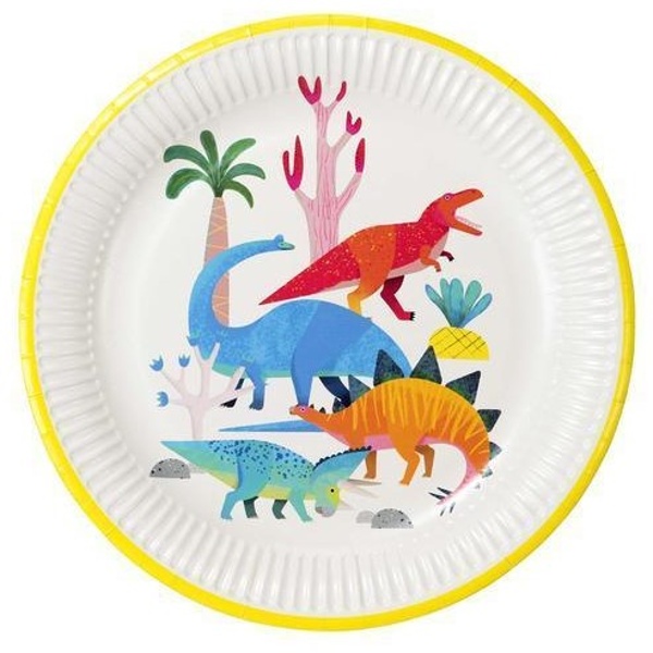 TANIERE papierové Dinosaury farebné 23cm 8ks