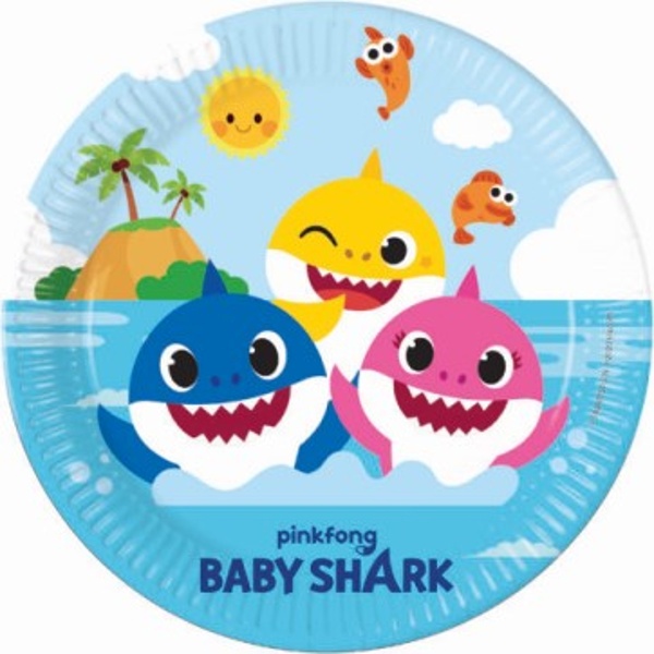 Taniere papierové Baby shark 23 cm, 8 ks