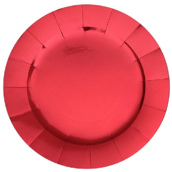 Tanier papierový veľký metalický červený 33 cm 10 ks