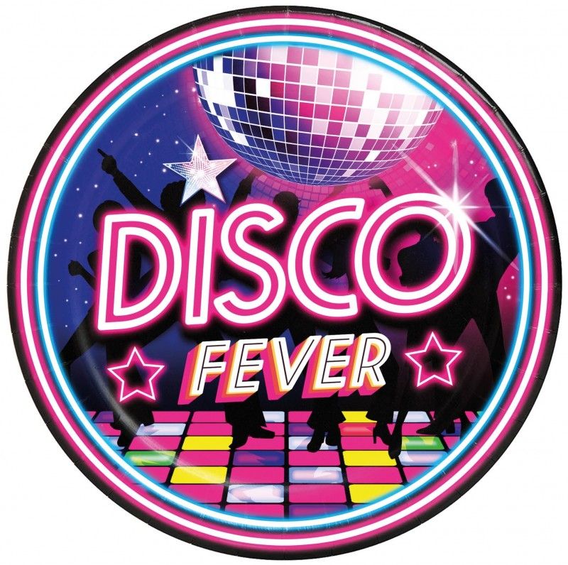 Taniere papierové Disco fever 23 cm, 6 ks