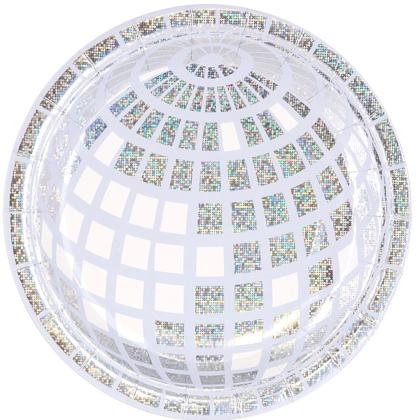 Talíře papírové Disco koule stříbrná 18cm 6ks