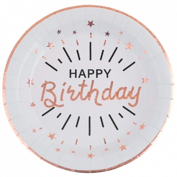 Taniere papierov Happy Birthday Sparkling Rose Gold 22,5 cm (10 ks)