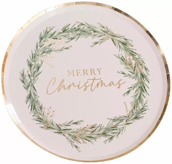 Taniere papierov Venek Merry Christmas zlat 25 cm 8 ks