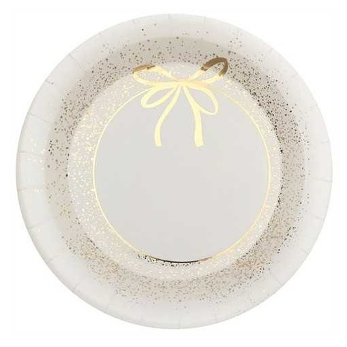 Talíře slonová kost se zlatou mašličkou 23cm 10 ks