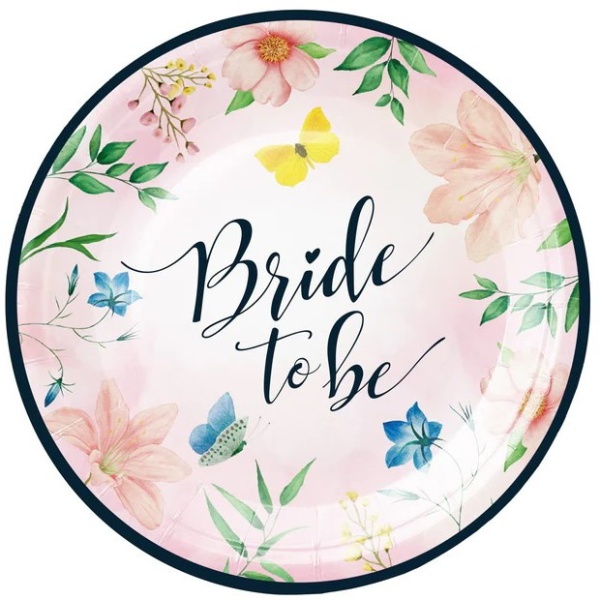 Tanieriky papierov Bride to be Flowers 18 cm, 6 ks