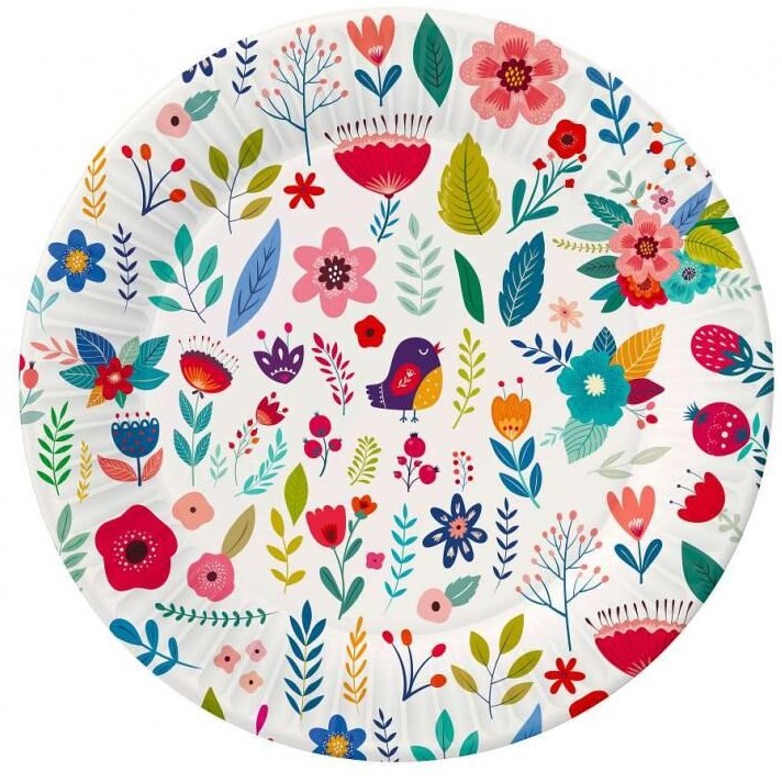 Tanieriky papierov Summer Have Fun biele 18 cm 6 ks