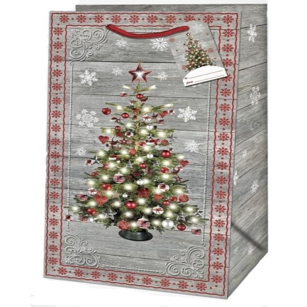 Taška darčeková Jumbo Vianočný stromček a vločky 44,5x33x13,7 cm