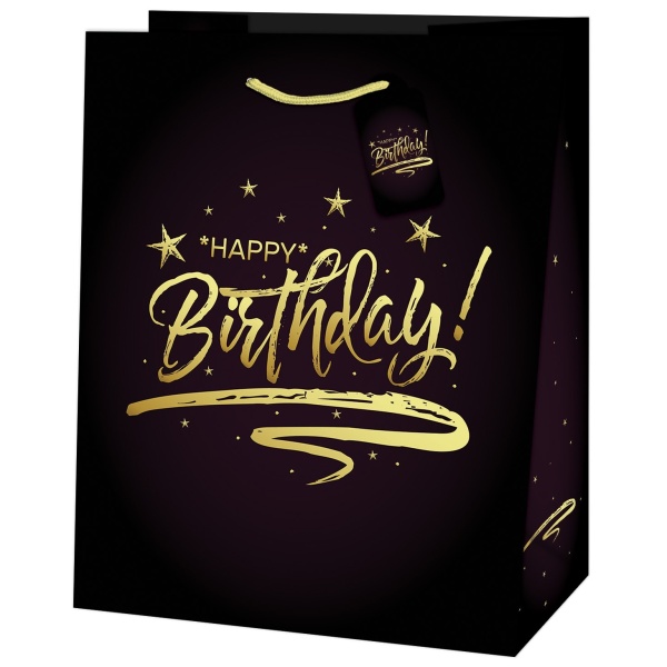 Taka darekov Maxi ierno-zlat Happy Birthday 26,7x33x13,7 cm