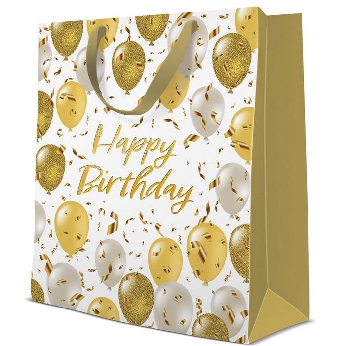 Taška darčeková Zlaté balóniky HB 26,5 x 13 x 33,5 cm