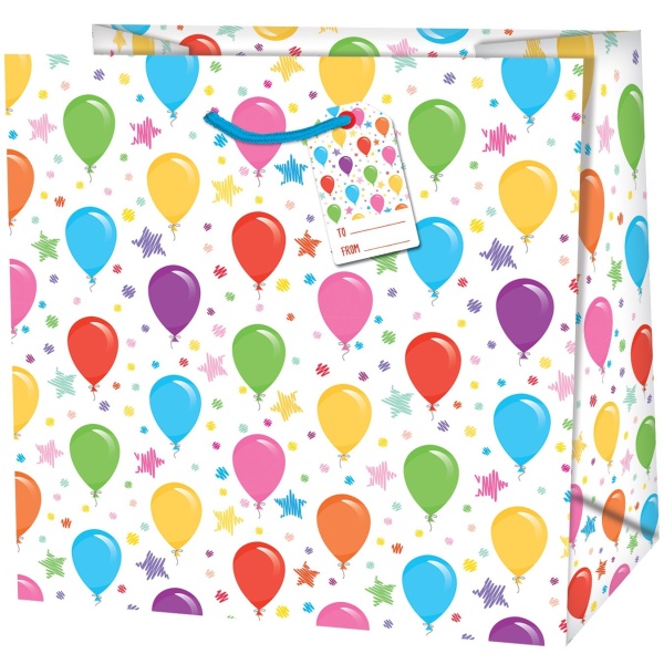 Taška darčeková štvorcová Balóniky multicolor 15x6x14,6 cm