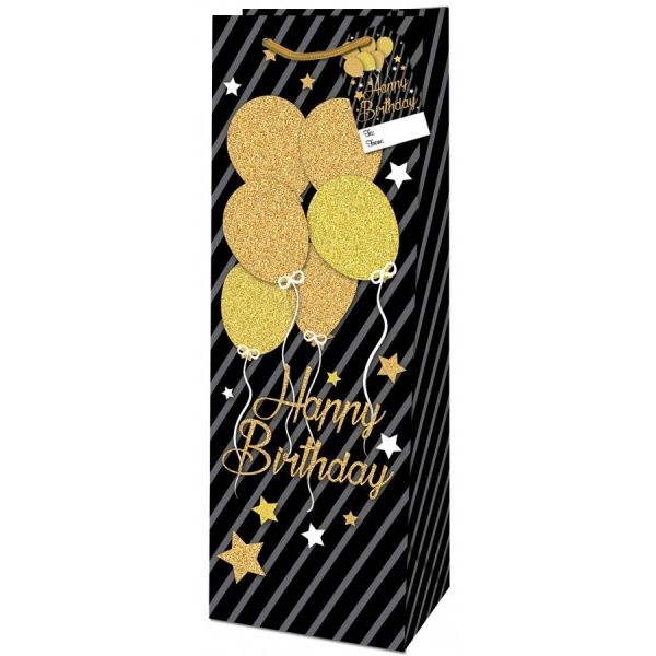 Taška darčeková na fľašu Zlaté narodeniny 36x12,6x8,9 cm
