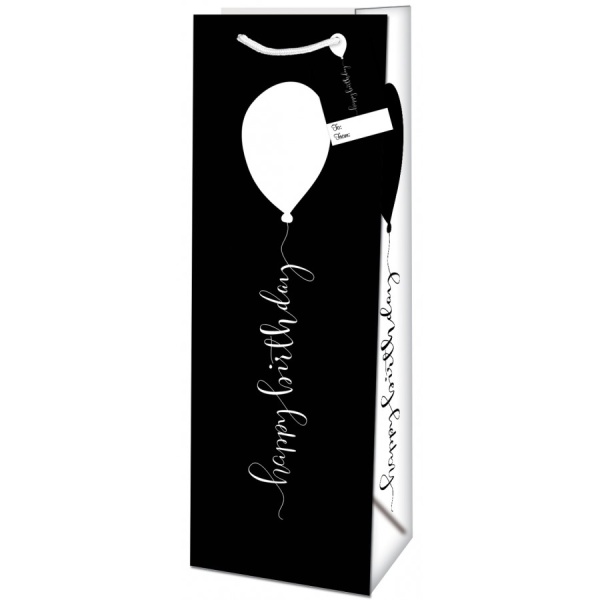 Taška darčeková na fľašu čierno-biela Balónik 36x12,6x8,9 cm