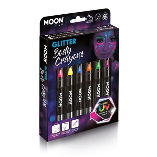 E-shop Ceruzky na tvár a telo Neon UV s glitrami 6 ks