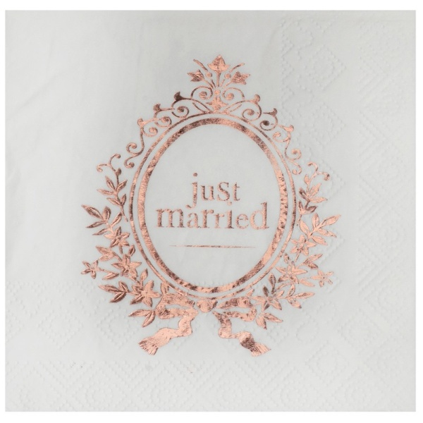 SERVÍTKY Just Married Rose Gold 25x25cm 20ks