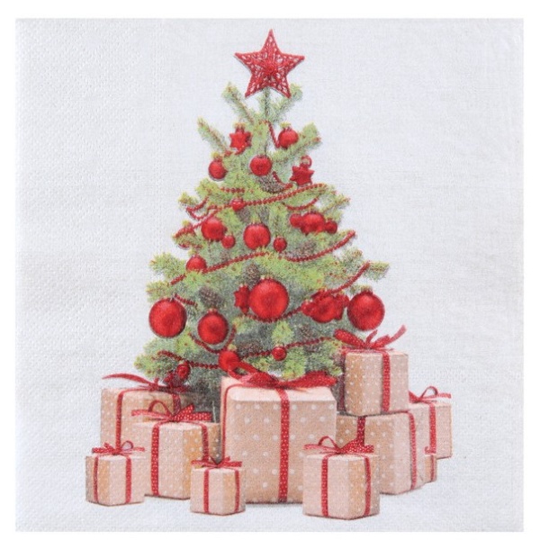 SERVÍTKY Vianočný stromček červený 16,5x16,5cm 20ks