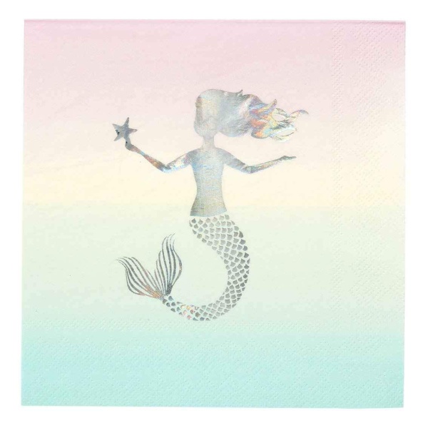 Servítky papierové Mermaid Iridescent 33 x 33 cm, 16 ks
