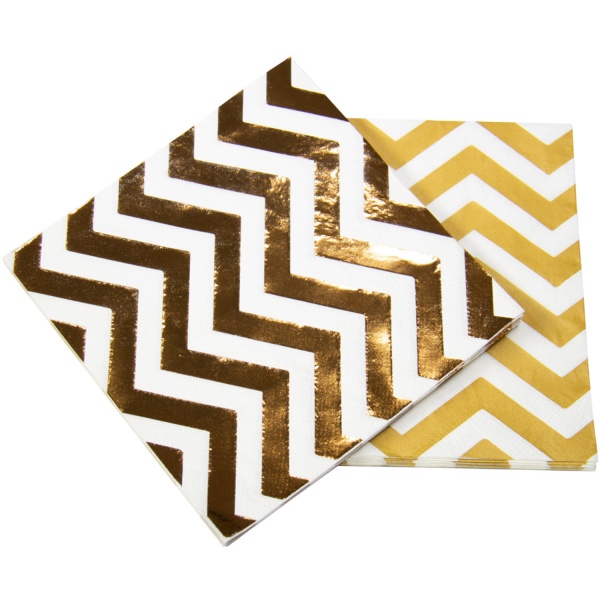 Servítky papierové ZigZag metalické Rose Gold 33 x 33 cm, 20 ks