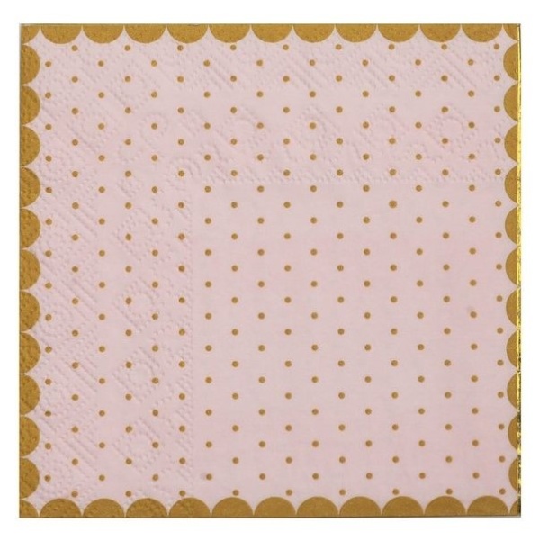 Servtky papierov ruov so zlatm okrajom a bodkami 25 x 25 cm, 20 ks