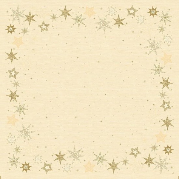 Obrus papierový Dunicel svetlo žltý so zlatými hviezdami 84 x 84 cm 1 ks