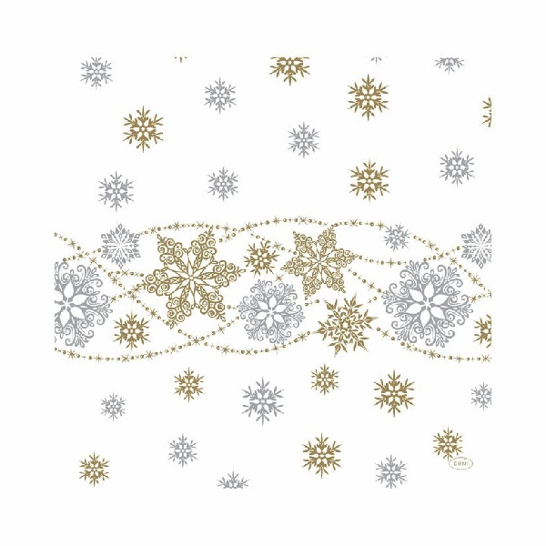 Servítky Dunisoft biele s vločkami Snow Glitter 40 x 40 cm 12 ks