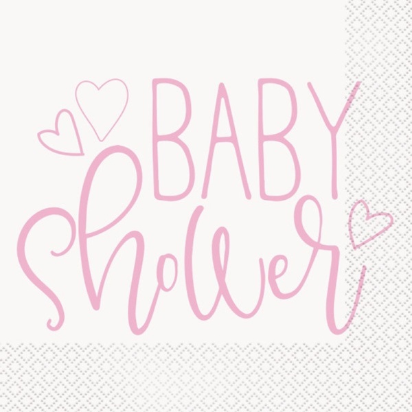 Servítky papierové Baby Shower ružové 16 ks