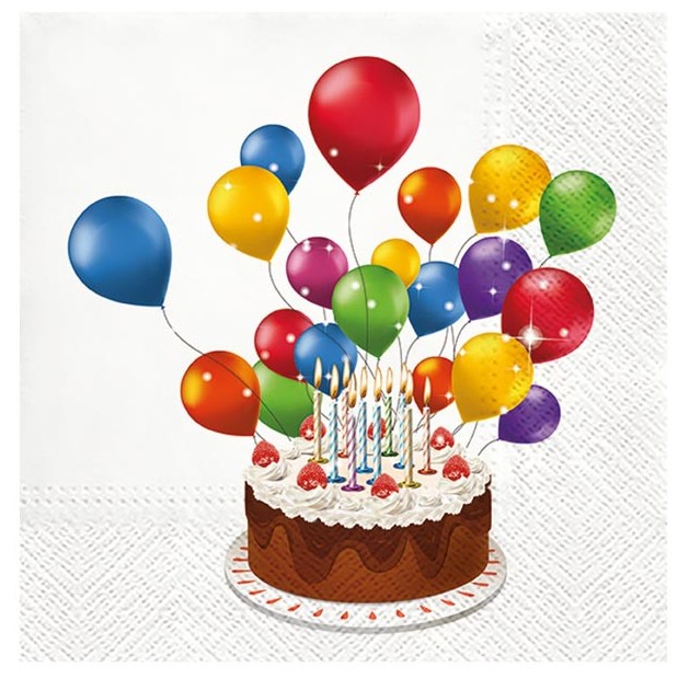 Ubrousky papírové Dort s balónky 20 ks
