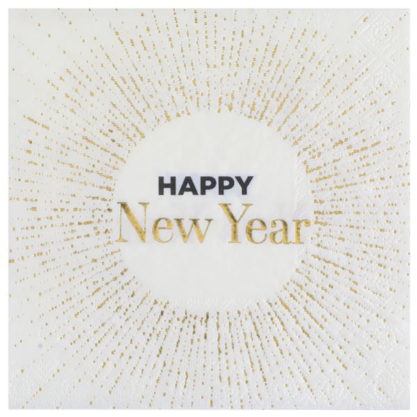 Servtky papierov HNY bielo-zlat 33 x 33 cm 10 ks