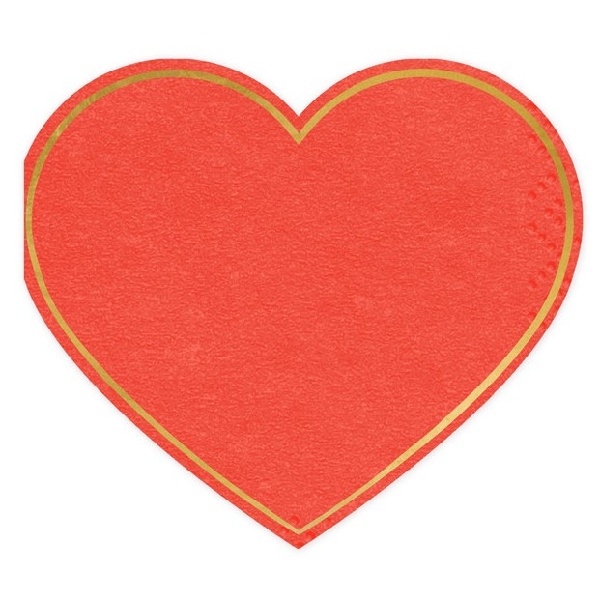 Servítky papierové červené Srdce 14,3 x 12,5 cm (20 ks)